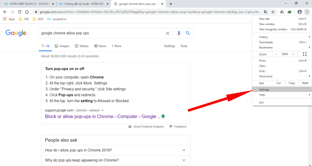 Hướng dẫn kỹ thuật - Google Chrome allow pop up - Bước 1