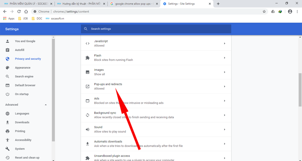 Hướng dẫn kỹ thuật - Google Chrome allow pop up - Bước 3